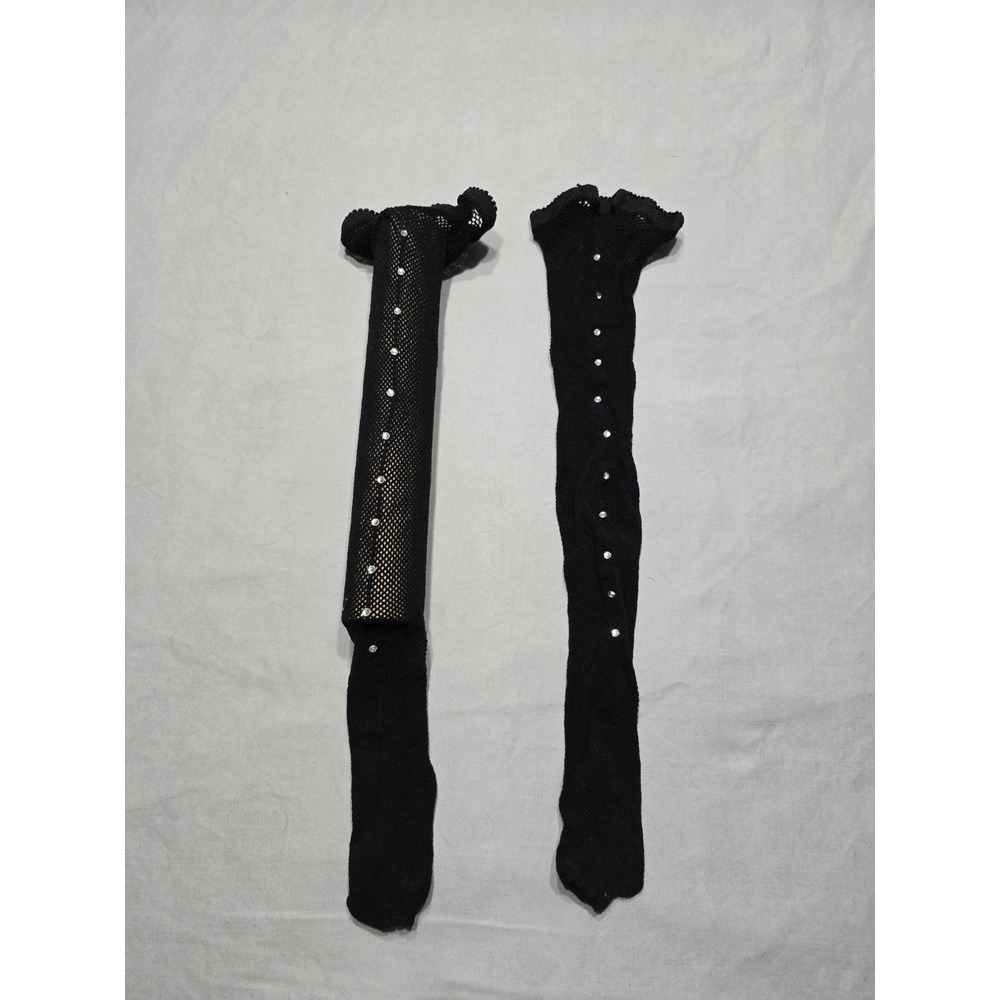 NWOT Women's Black with Rhinestones Garter Stockings One Size